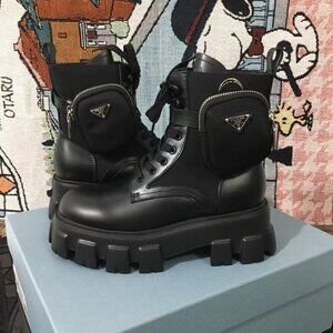Prada women's black boots loafers